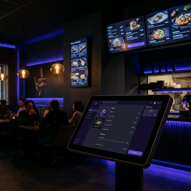 DisplayQue restaurant ordering and customer display workflow visual
